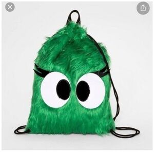NEW CAT & JACK GREEN MONSTER DRAWSTRING BACKPACK TOTE